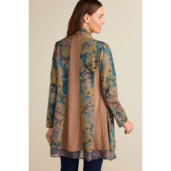 Soft Surroundings Tea Gardens 3/4 Sleeve Floral Layered Waterfall  Topper XL - Picture 6 of 10